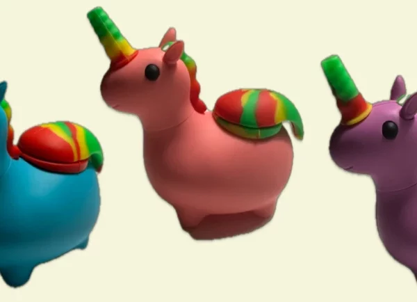 Unicorn Style Silicone Pipe with Glass Bowl Mixed Color Hookah Smoking Water Pip
