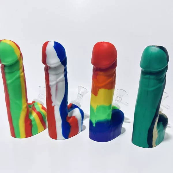 Uniqsmokes Silicone Penis Shaped Water Pipe with Ice Catcher, 4.25 Inches, Clear