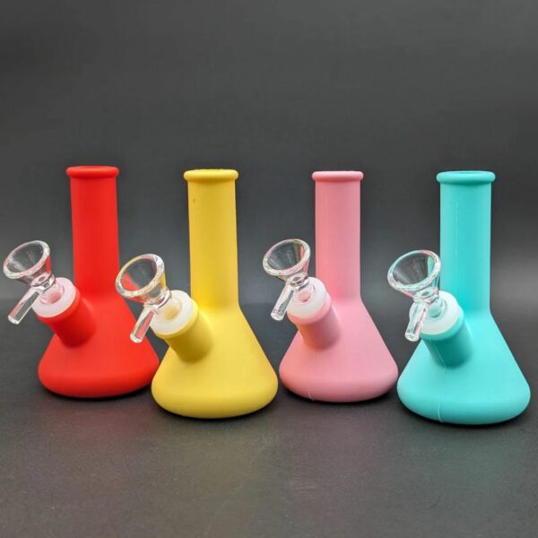 Phoenix Star 2023 Mini Beaker Glass Bong – 5” Silicone Hybrid